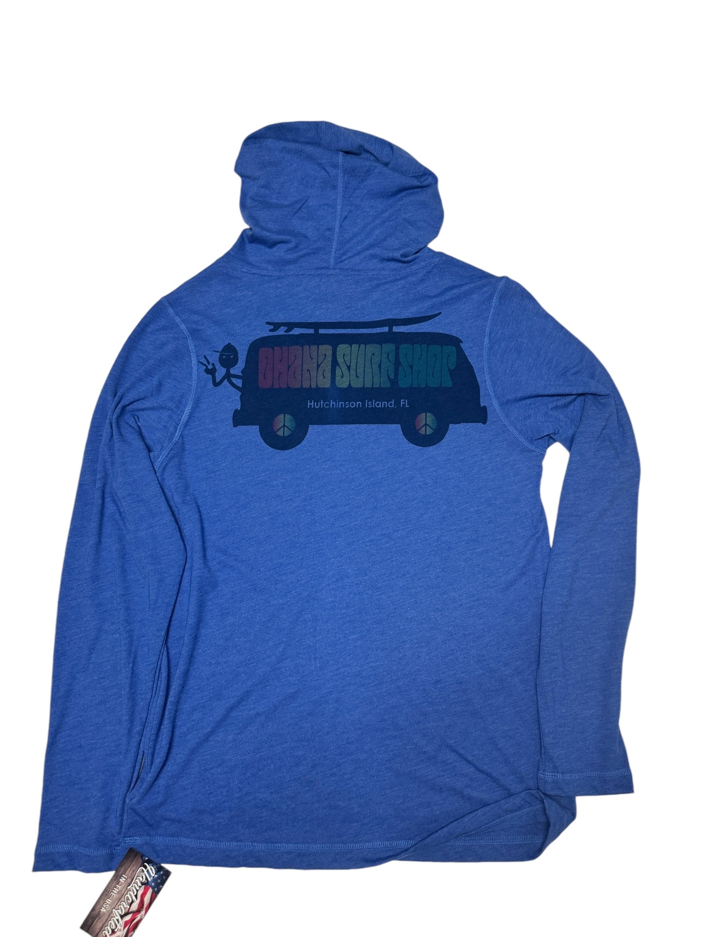 OHANA MEN'S L/S HOODED PERFOMANCE TEE - "PEACE BUS"