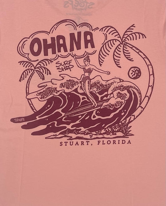 OHANA LADIES CROP TEE - "LONGBOARD WEATHER"