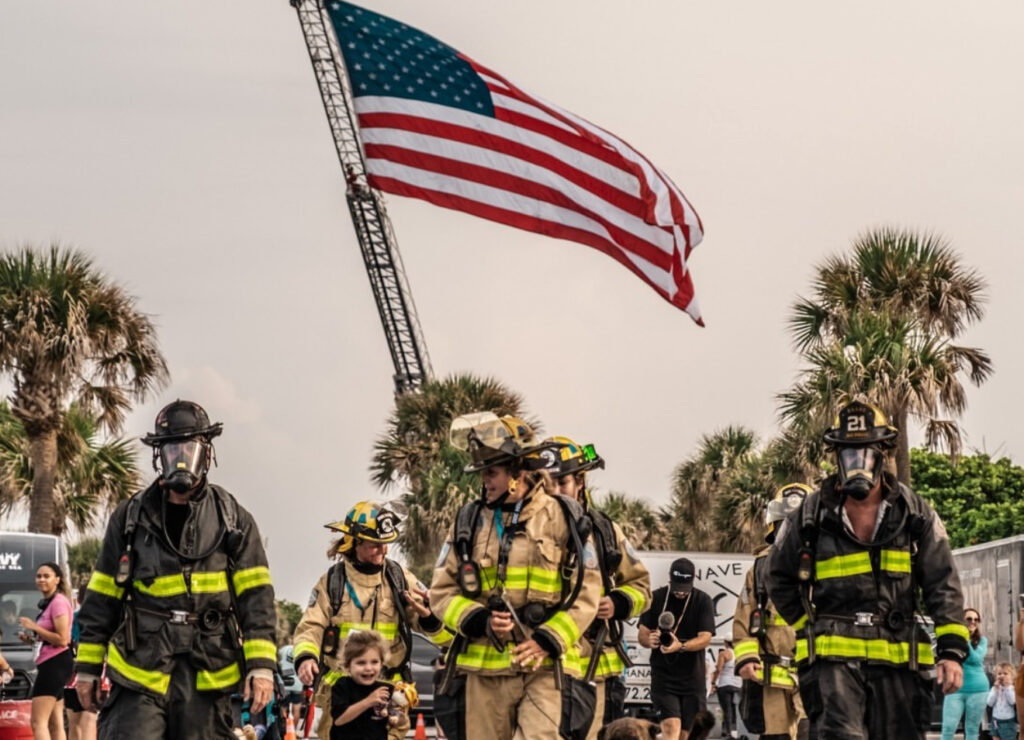 local fireman getting ready for the run.