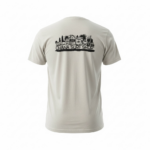 Back of "ON DA STRIP" - Ohana Mens Tee. poly cotton blend grey tee shirt